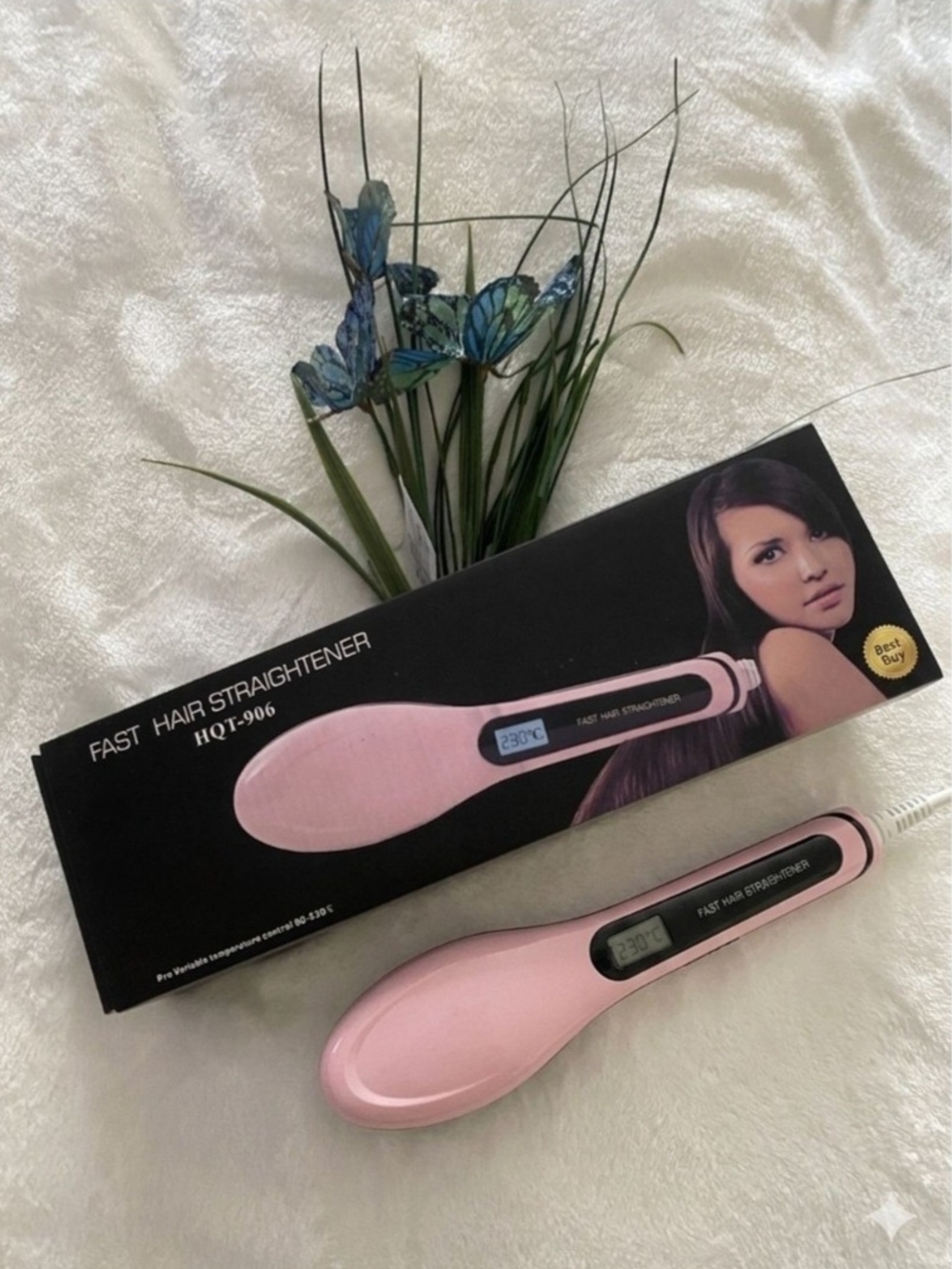 Hair Straightener Brush - Pink